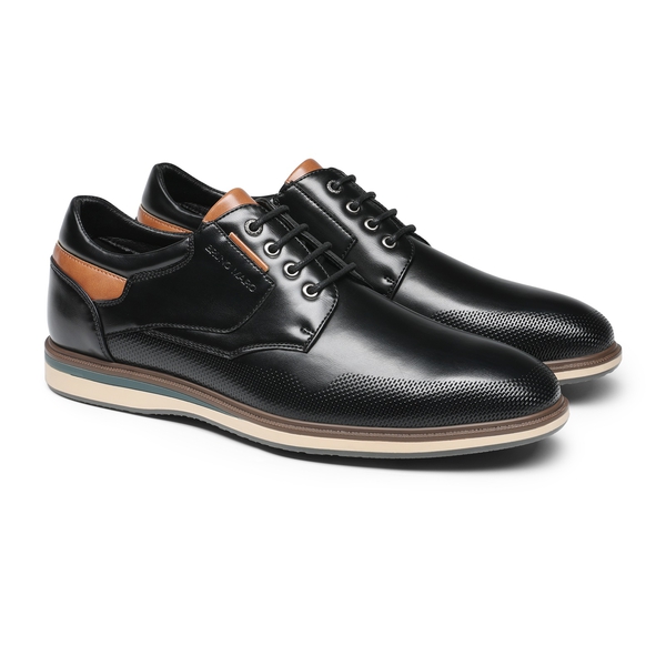 Men's Plain-Toe Business Casual Sneakers - BLACK - 5